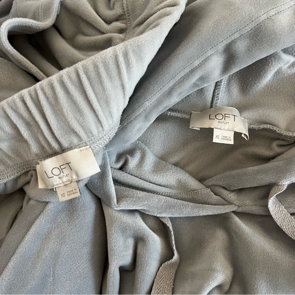 Loft Set Gray Velour Hoodie and Joggers Pants Size XS Loose Fit Loungewear - Picture 7 of 10